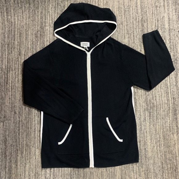 Chico's Tops - Chico's Black Hoodie with White Trim
